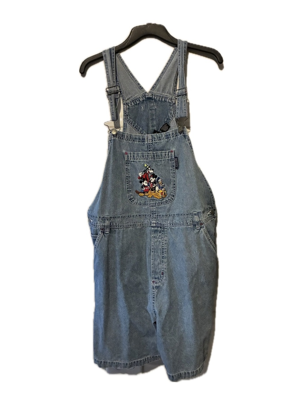 Disney Mickey Embroidered Denim Shortalls Overalls - Blue